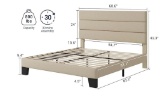 Allewie Queen Size Platform Bed Frame with Fabric Upholstered Headboard and Wooden Slats Support