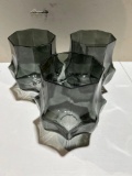 Qty. 3 Geo Glass Decorative Vase Gray