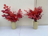 Qty.2 Large Red Leaf Potted Arrangement