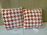 Qty. 2 Printed plush Houndstooth Pillow Square Throw Pillow with Faux Shearling Reverse