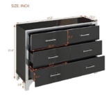Mirrored 6 Drawers Dresser Modern Luxury Chest of Drawer