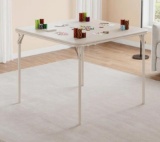 GARVEE Portable 33.6-inch Folding Table, Beige Metal Frame
