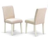 Qty 2 East West Furniture ABP2T02 Abbott Parson Dining Room Chairs - Light Beige Linen Fabric