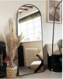 Floor Mirror, Full Length Mirror with Stand, Arched Wall Mirror, Mirror Full Length, Black