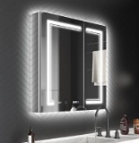 ExBrite 30 x 32 Lighted Medicine Cabinet with Mirror, Front&Backlit led Medicine 11FXMC3032V10GX
