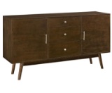 Walker Edison Mid Century Modern-TV Stand Console with 3 Drawers and Closed Cabinet Storage, 60in