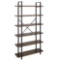 VEIKOUS 84 in. Brown 6-Shelf Ladder Bookshelf with Adjustable Foot Pads and Open Back