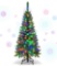 4FT Pre-Lit Artificial Pencil Christmas Tree With Led Lights