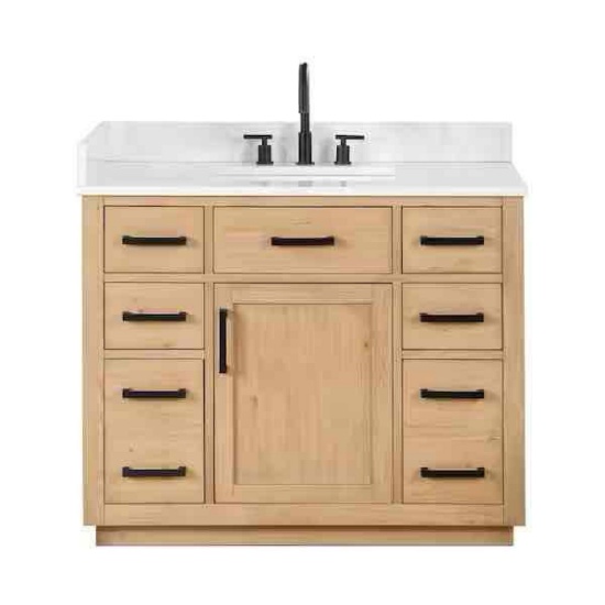 Altair Gavino 42 in.W x 22 in.D x 34 in.H Bath Vanity in Light Brown with Grain White Composite