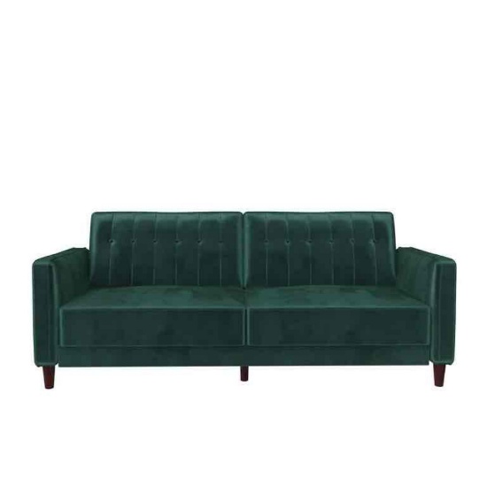 DHP Pin Tufted Transitional Futon, Green Velvet