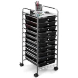 10 Drawer Rolling Storage Cart Scrapbook Paper Office School Organizer Black