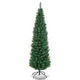 Costway 5 ft. PVC Unlit Artificial Slim Pencil Christmas Tree