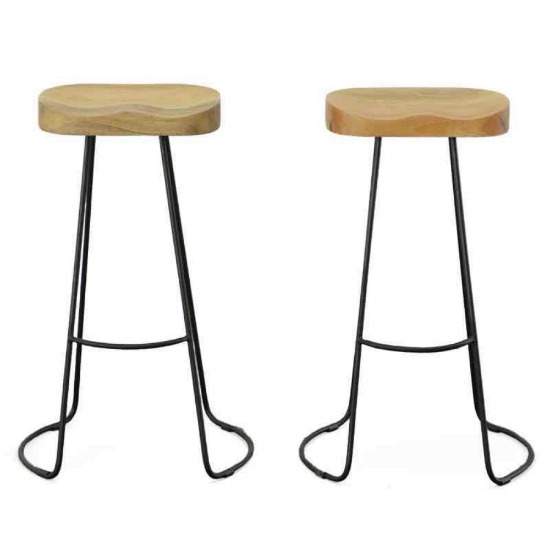 Natural/Black Keilia Solid Wood Bar & Counter Stool (Set of 2)