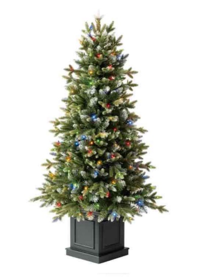 4.5 ft Pre-Lit Potted Artificial Christmas Tree