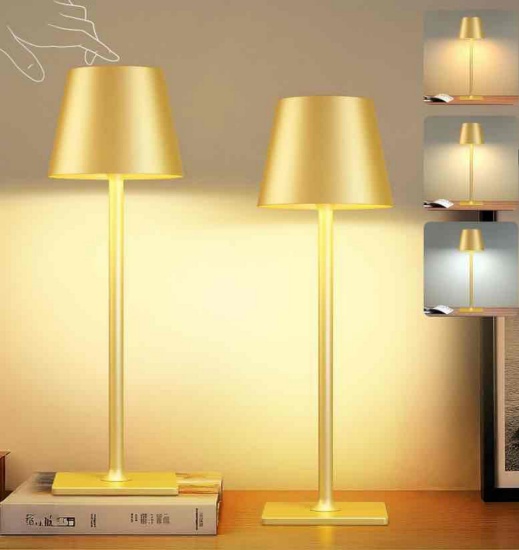 MIKASA 2 Pack Gold Cordless Table Lamp