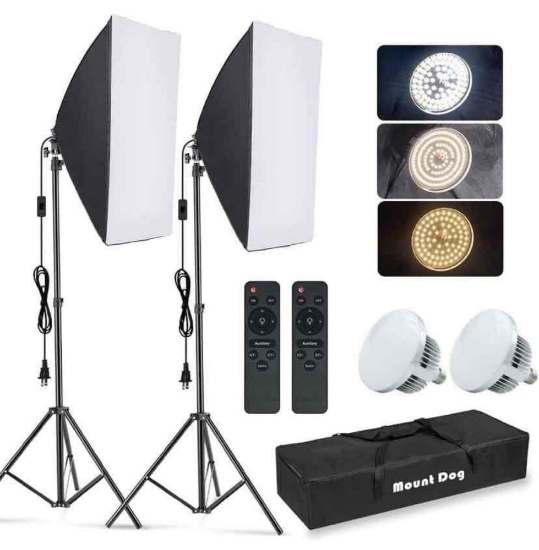 MOUNTDOG Softbox Lighting Kit, Photography Continuous Lighting System