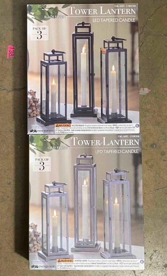 2 Pack of Tower Lantern LED Tapered Candle