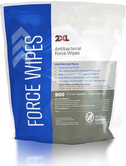 2XL 401-4 CareWipes Antibacterial Force Refill, 8" x 6" (900 Towels)