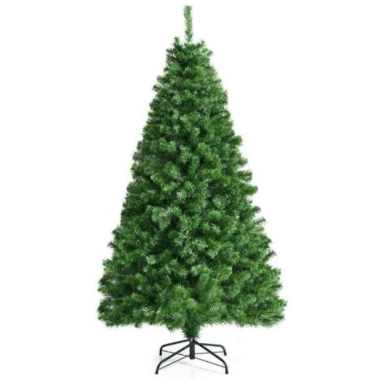 Costway 6ft Pre-lit Fiber Optic PVC Artificial Christmas Tree w/ Branch Tips