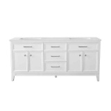 Tiosha 73 Double Bathroom Vanity in White with Engineered Stone Top