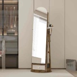 360 Swivel Arched Jewelry Cabinet, Standing and Lockable Jewelry Armoire with Full-Length Mirror