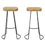 Natural/Black Keilia Solid Wood Bar & Counter Stool (Set of 2)