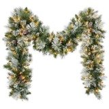 Pre-Lit Flocked Glitter Artificial Christmas Garland