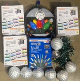 Lot of Different Christmas Lights and Decorative Spheres