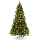 Costway 7ft Artificial Christmas Tree 700 Warm LED Lights