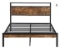 King Size Metal Platform Bed Frame with Wooden Headboard