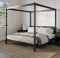 Walker Edison Isla King Canopy Bed w/ Slatted Headboard in Black