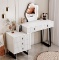 Ieejdn White Vanity Desk with Mirror and Lights,Small Makeup Vanity with 5 Drawers