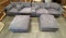 7pc Gray Cloth Modular Couch Sofa Sectional with Ottoman and cupholders