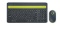 onn. Multi-Device Wireless Full-Size Keyboard and 3-Button Mouse Set, Gray & Yellow