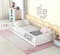 Twin Floor Bed with Fence and Door, Wooden Montessori Twin Platform Bed Frame