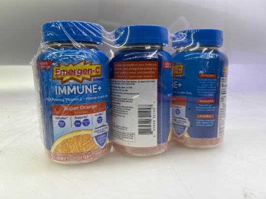 3 pack - Emergen-C Immune+ Triple Action Immune Support Gummies, BetaVia (R), 1000mg Vitamin C