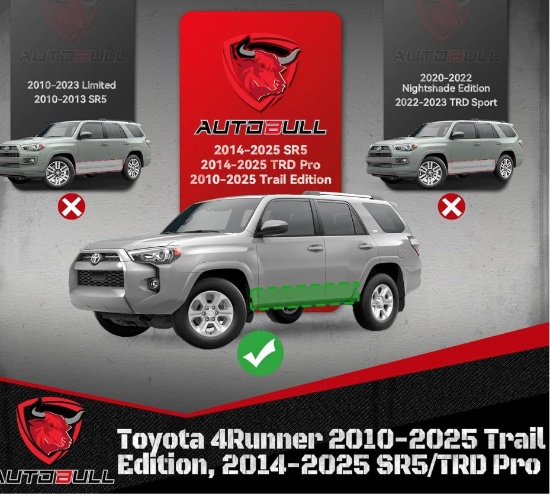 Toyota 4runner Running Boards Step Bars Steel Nerf Coated Black