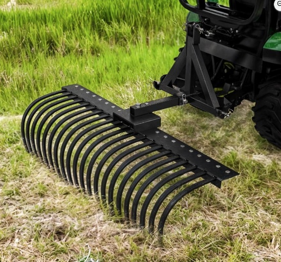 Steel 21 Teeth Harrow for Agriculture, Hitch Mounted Tractor Rake