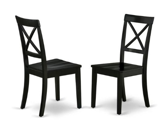 2pcs East West Furniture BOC-BLK-W Boston Dining Room Chairs