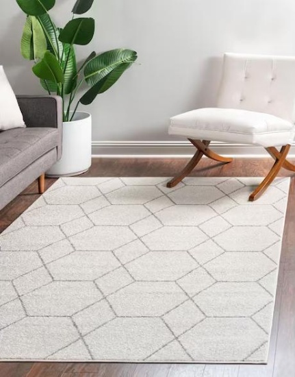 Trellis Frieze Ivory/Gray 8 ft. x 10 ft. Geometric Area Rug