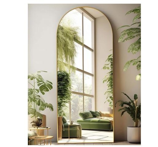 Floor Mirror, Oversized Full Length Mirror, Arched Mirror Gold Frame