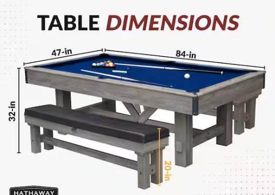 Hathaway Logan 7 ft. 3-in-1 Pool Table with Benches