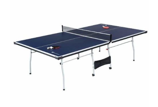 Official Size Table Tennis Table, 15mm, 4 Piece, Pong Table, Blue/White