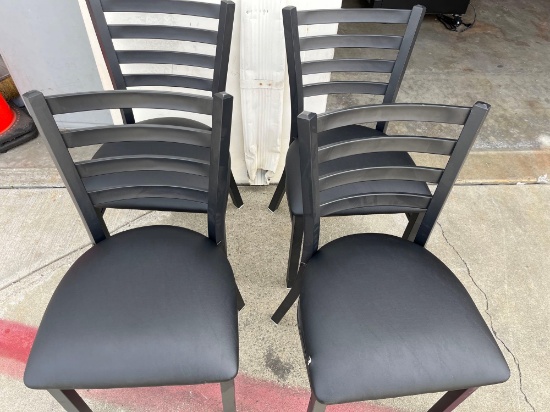 4 Steel chair with cushion, black