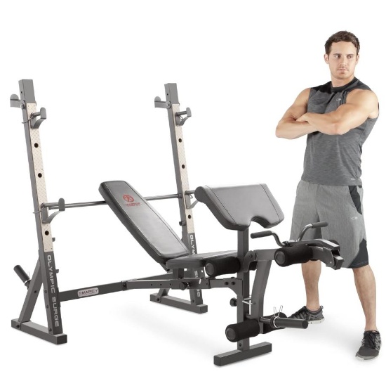 Marcy Olympic Weight Bench with Preacher Curl Pad and Leg Developer for Full-Body Workout