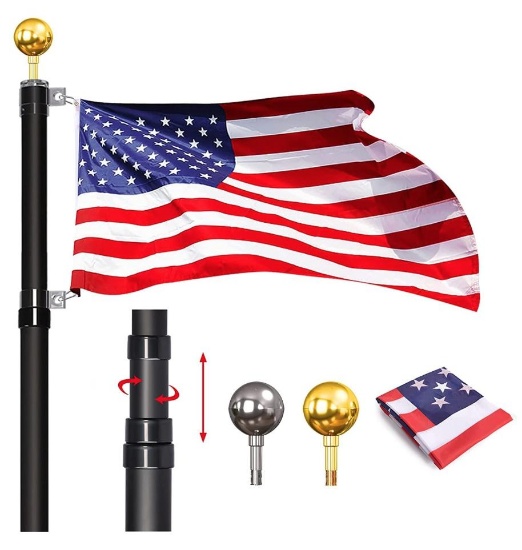 WeValor 20FT Telescoping Flag Pole Kit, Heavy Duty Aluminum In Ground