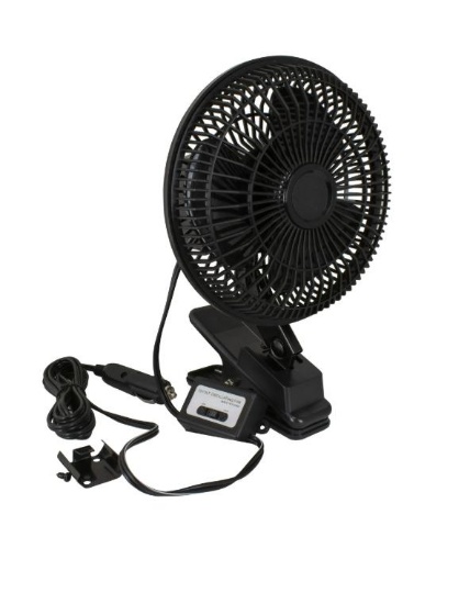 Auto Drive Black 12-Volt 6" Car Clip-on or Dash Mount Fan