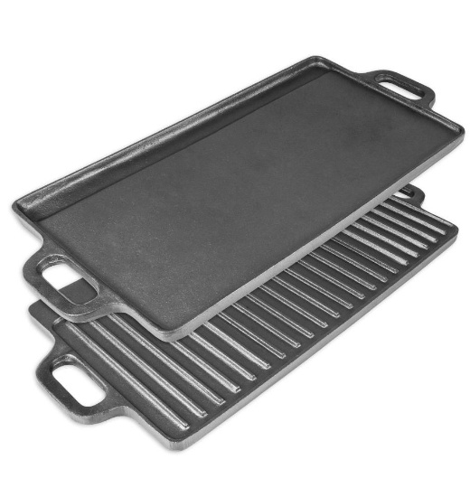 ProSource 2-in-1 Reversible 19.5 x 9 Cast Iron Griddle with Handles