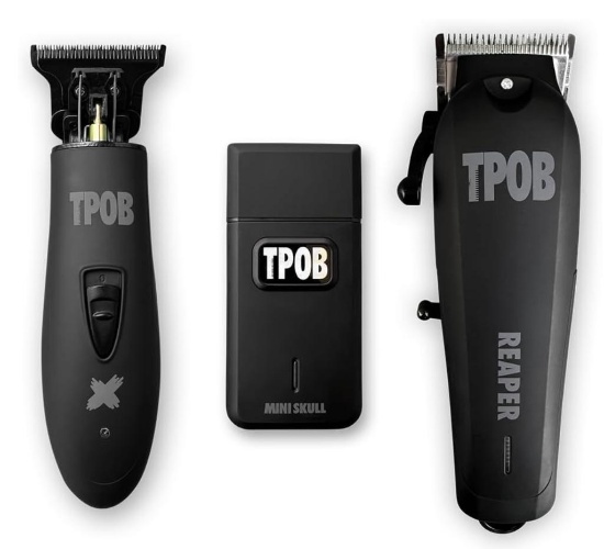 TPOB Slime 2 Black Clipper Trimmer Shaver Set Barber Hair Clippers for Men 6800 RPM with Rubber Case
