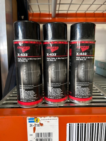 Qty 3 X-433 Chain Cable and Wire Rope Lubricant with Moly H2 Can